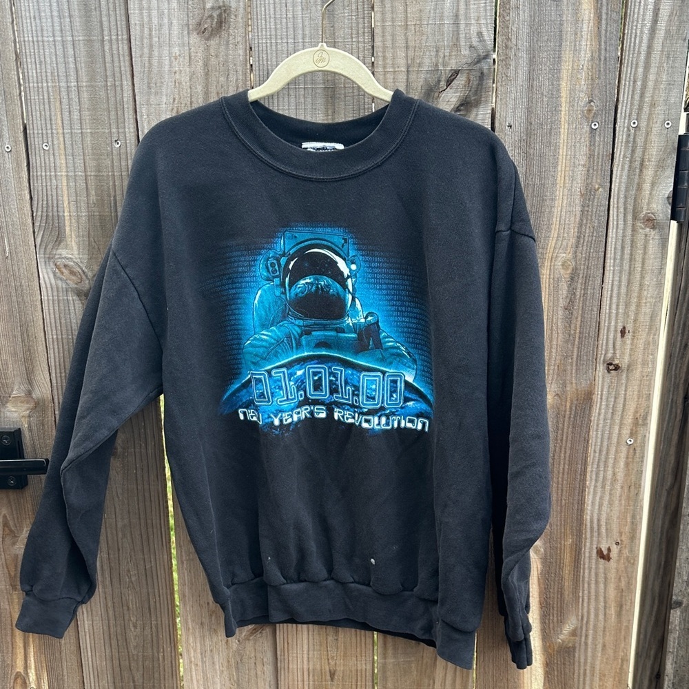 Vintage 2000 Y2K New Years Graphic Crewneck Sweatshirt Size L